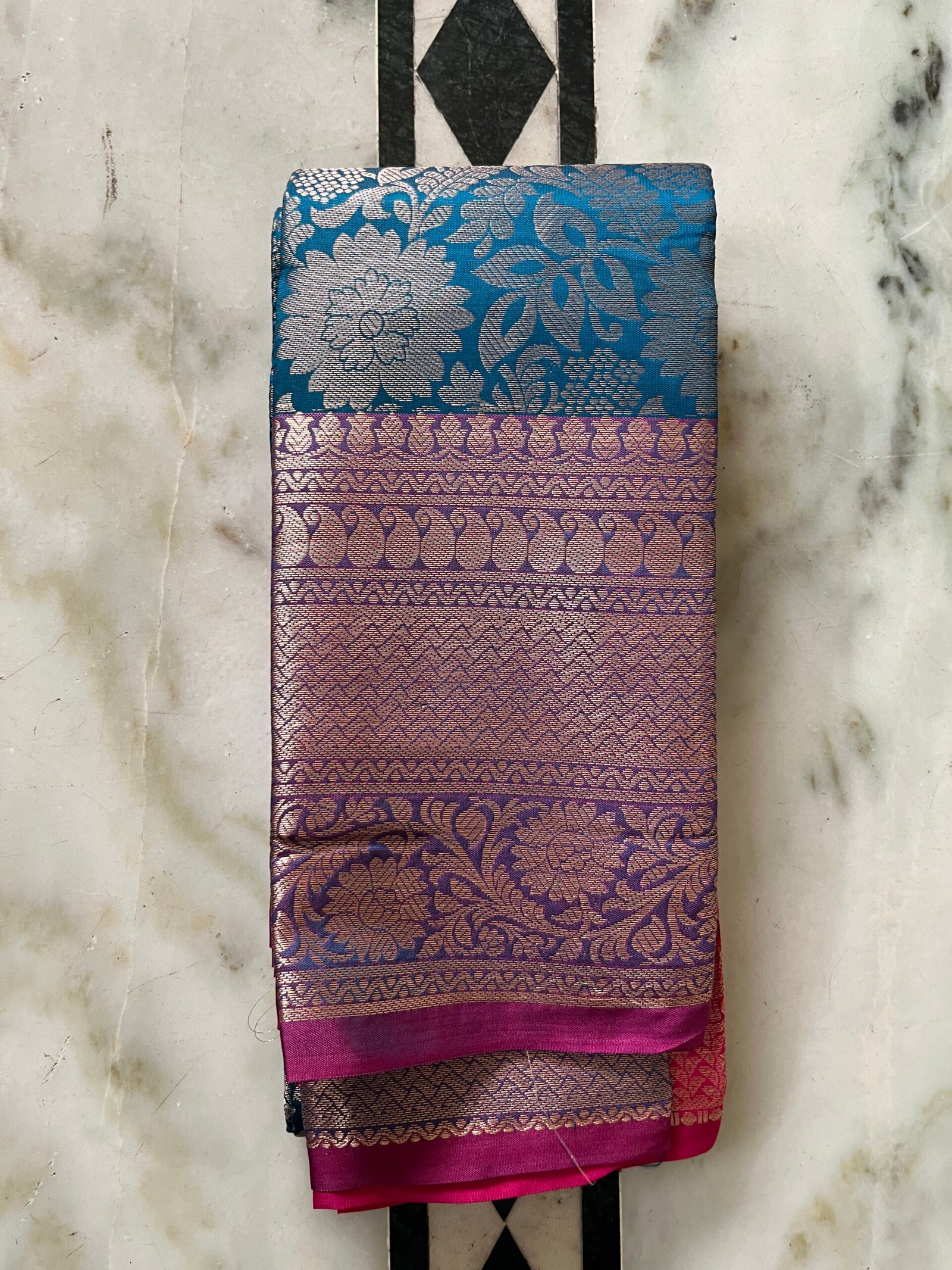 Peacock Blue Purple Kanjivaram Saree Peacock Blue Purple Kanjivaram Saree